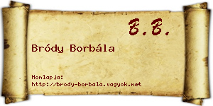 Bródy Borbála névjegykártya